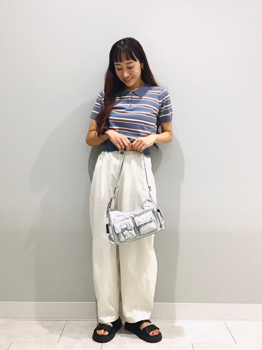 透かし編みカーディガン(長袖)、リネンブレンドバックオープン