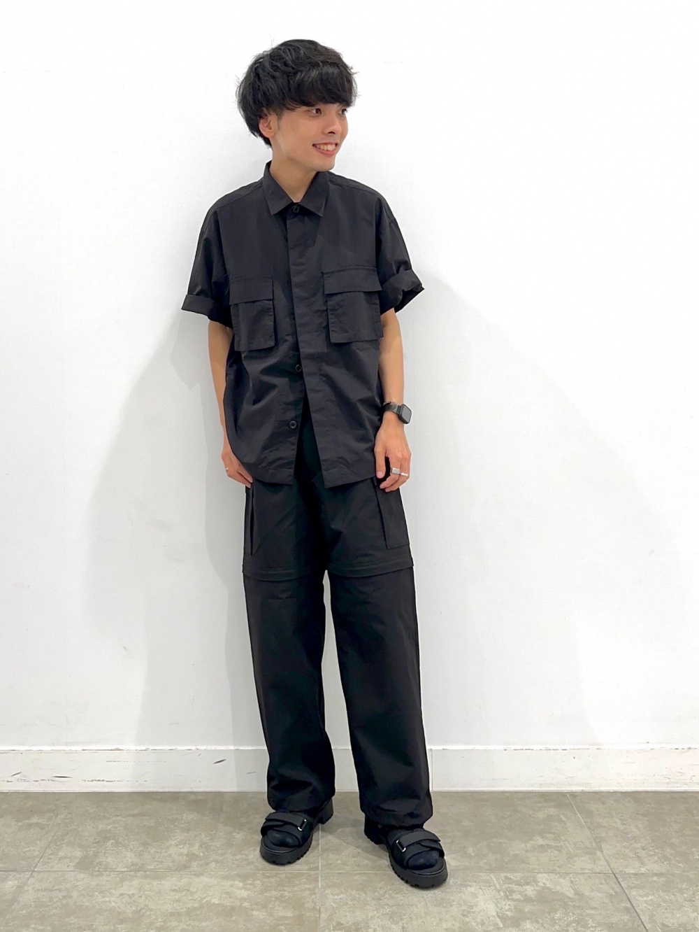 ドライオープンカラーシャツ(5分袖)(セットアップ可能)、ドライワイド