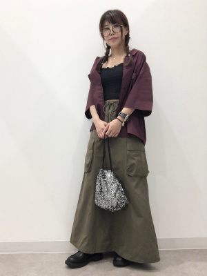 【00'】 goa ギミック パラシュート ジップ カーゴ マキシ スカート bottoms-02234 パラシュートスカート ライトグレージュ ライト