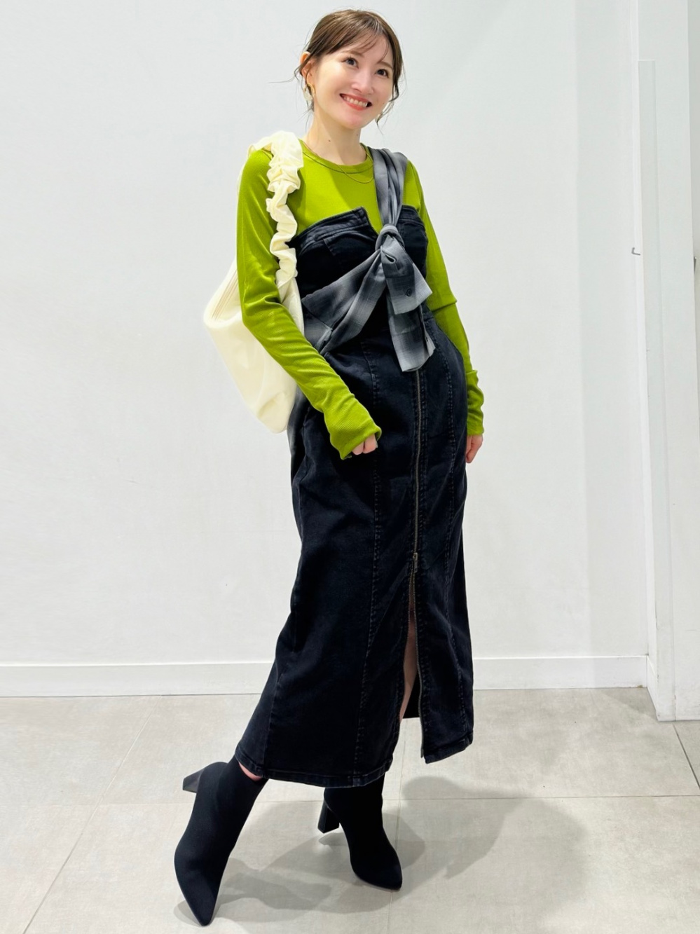 透かし編みカーディガン(長袖)、リネンブレンドバックオープン