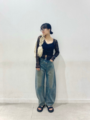 No.D529 ホワイトデニム⭐【L】3段フリルチューリップバッグ⭐ frill tulle trimming tops – BUNNY APARTMENT