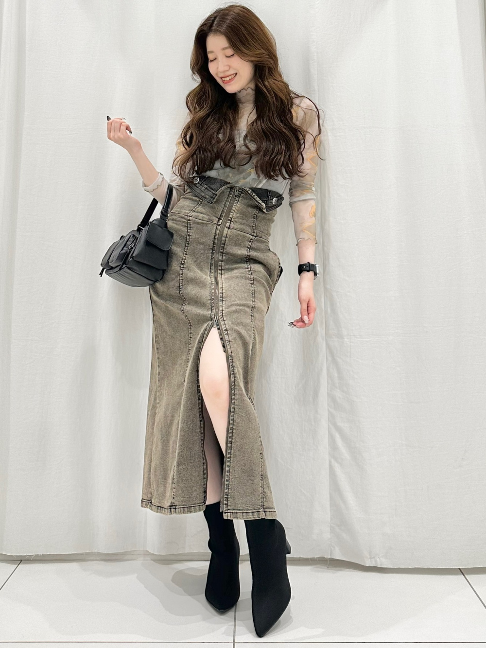 フロントジップデニム フロントジップ デニム GEVS. ワンピース 「大きいサイズ」 フロントジップデニム