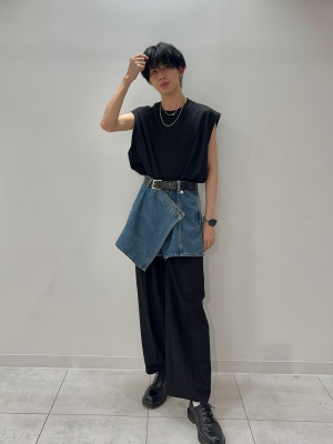 【  Jeans】CKロゴ/デニムラップスコート GU公式 | デニムラップスコートOSQ+E