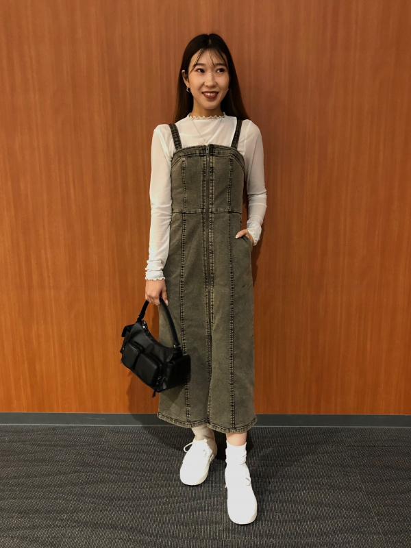 Denim Front Zip Dress」的穿搭靈感｜GU