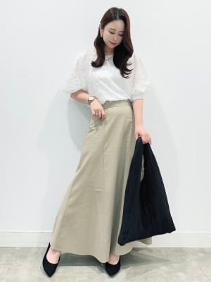 GU公式 | リネンブレンドフレアロングスカート(丈標準85.0～92.0cm)
