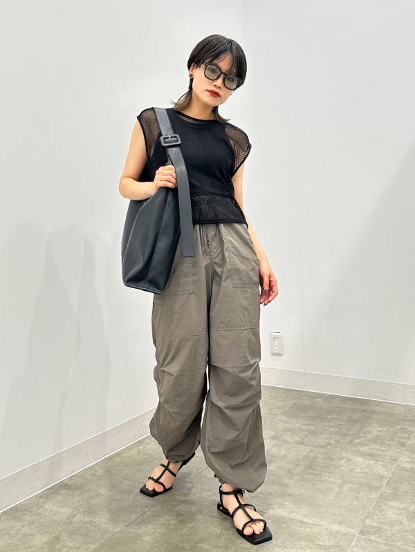 メッシュT(ノースリーブ)、デニムフロントジップワンピースの