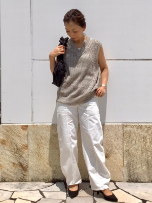 GU公式 | ウォッシャブルメランジVネックベスト