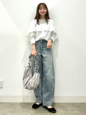 ピンタックバイカラーステッチブラウス | 小柄・低身長女性向け