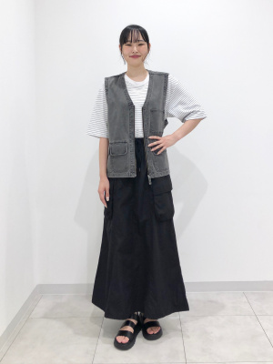 GU公式 | ドライポンチクルーネックT(5分袖)(ボーダー)