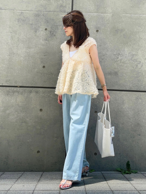 GU公式 | ライトデニムワイドパンツ(丈標準69.0～73.0cm)