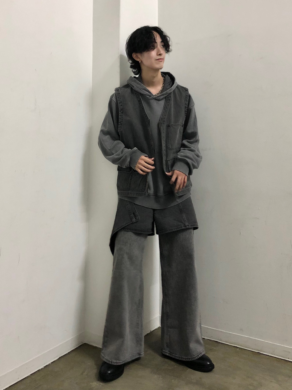 ウォッシュドスウェットハーフジップパーカ(セットアップ可能