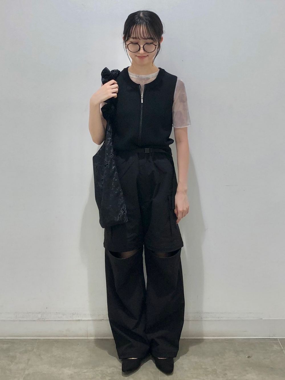 大注目 ラムブレンドVネックカーディガン(長袖)、チュールロング トップス