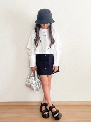 GU公式 | GIRLSカットアウトT(長袖)JR