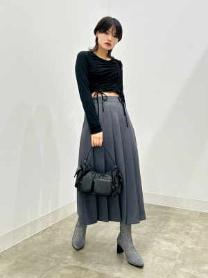 素敵★GUCCI ウール ミディスカート プリーツ入り バイカラー ◇GUCCI 23AW◇ シルク プリーツ スカート / Multicolor