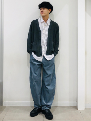 塵芥出品 GU公式 | コーデュロイバレルレッグパンツ+EC(丈長め81.0cm