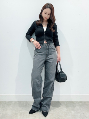 【Rene】黒ダブルジップカーディガン 36 size Rene】黒ダブルジップカーディガン 36 size