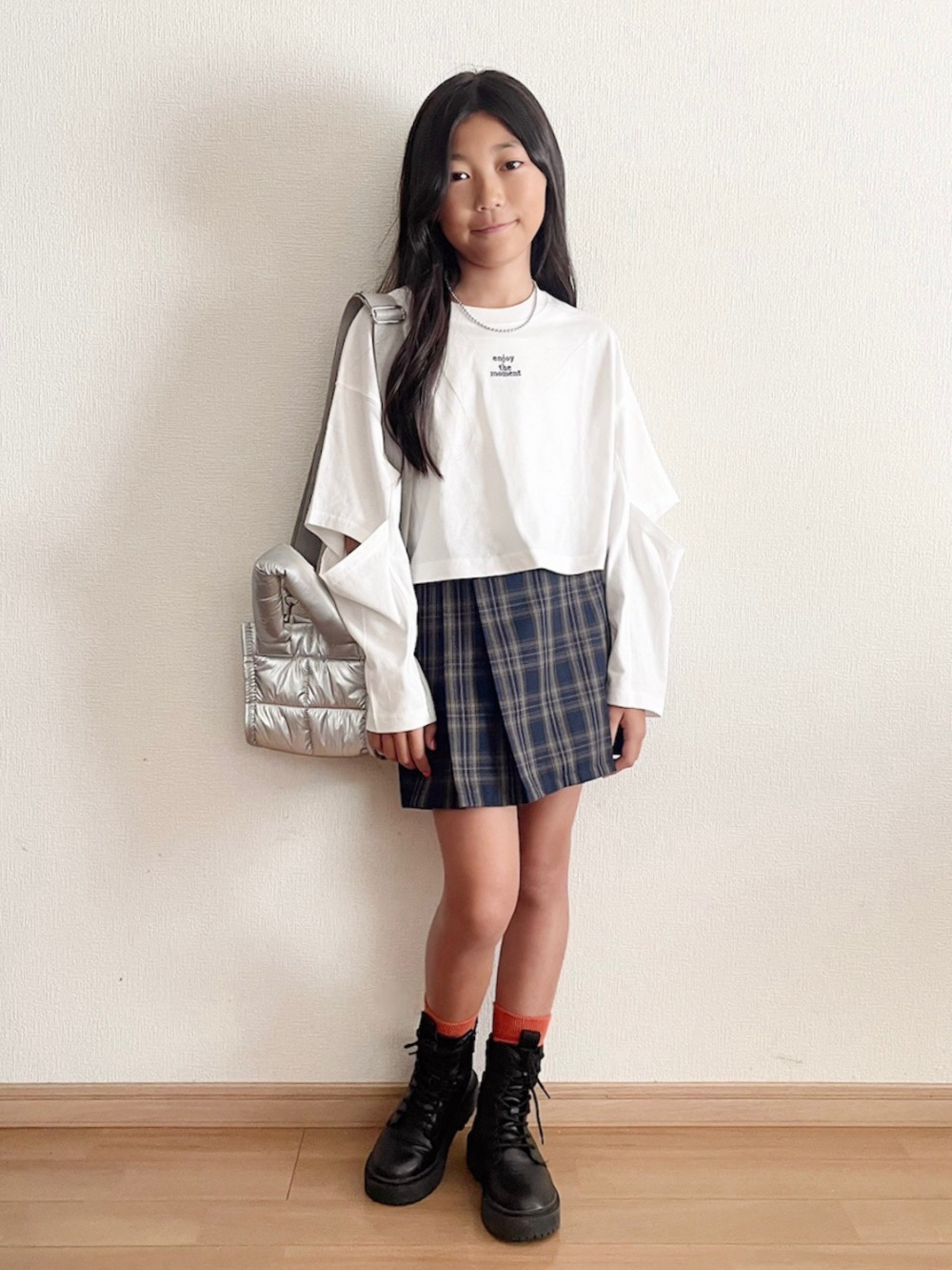 GIRLSカットアウトT(長袖)JR、GIRLSフェイクレザーミニスコート