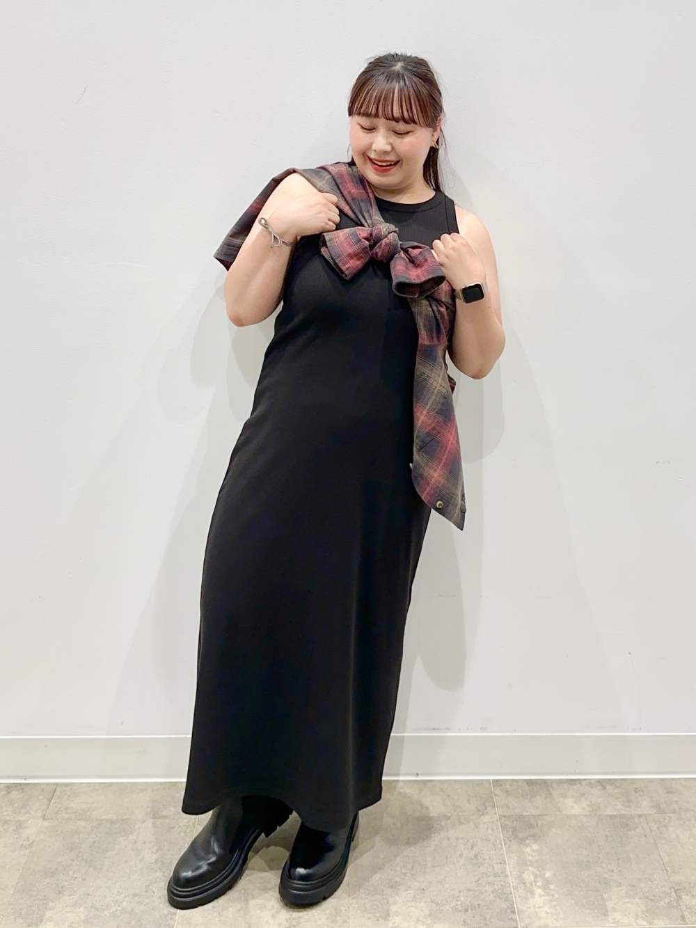 UVカットクロップドカーディガン(長袖)(ボーダー)、リブナロー
