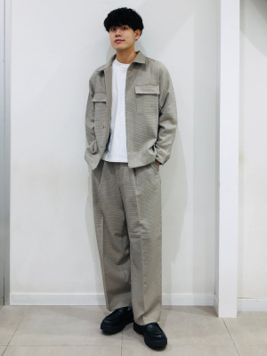 GU公式 | ツータックバギースラックス(チェック)(セットアップ可能)