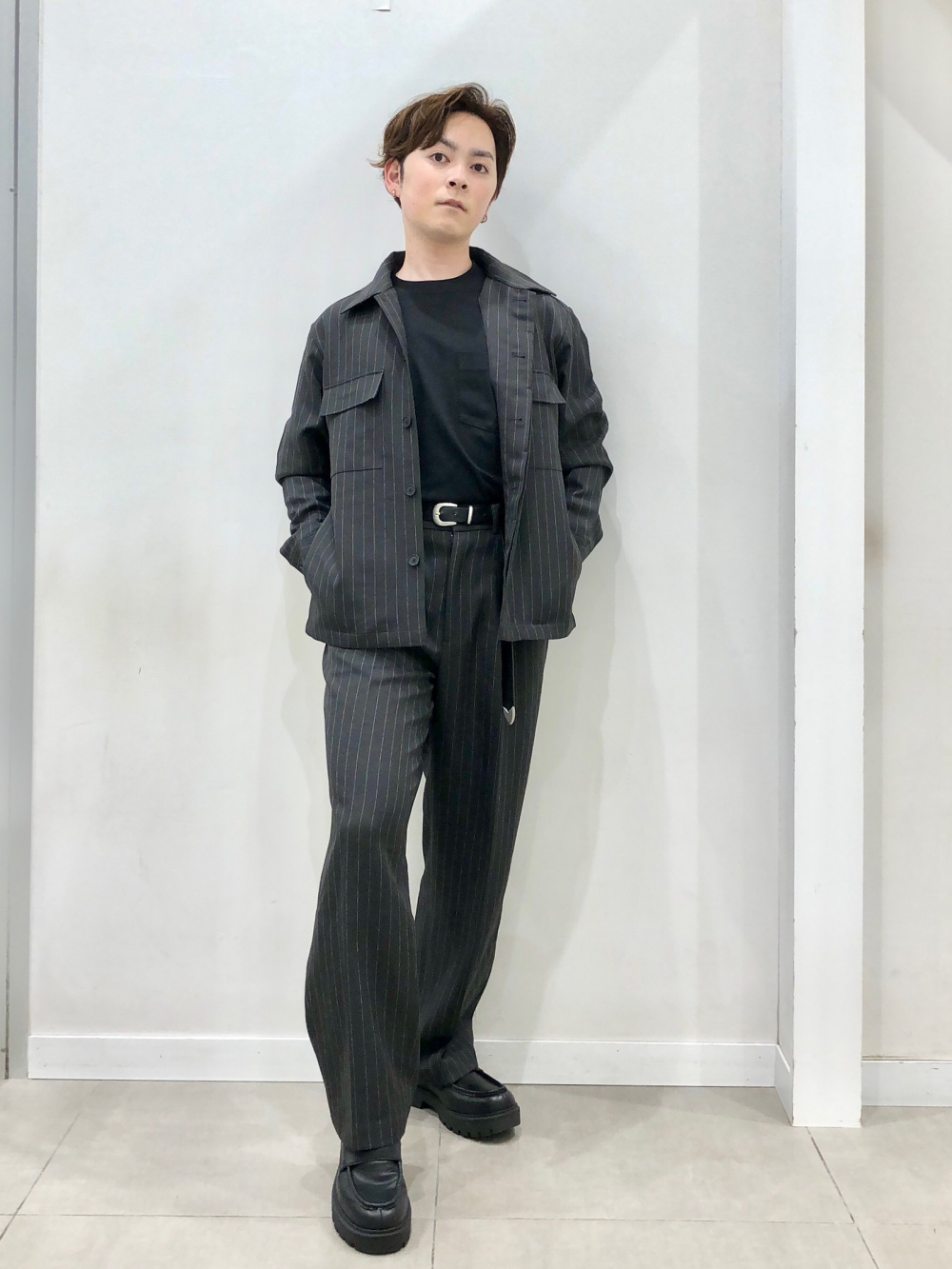 ドライダブルフェイスパーカ(5分袖)、ツータックバギースラックス