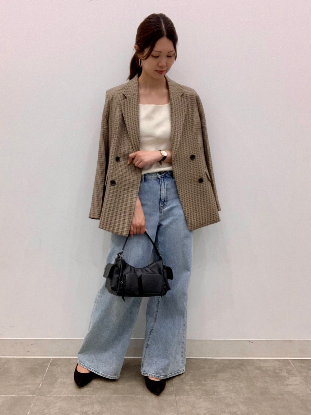 リブニットスクエアネックタンクトップ(2024年モデル)、ダブルブレスト