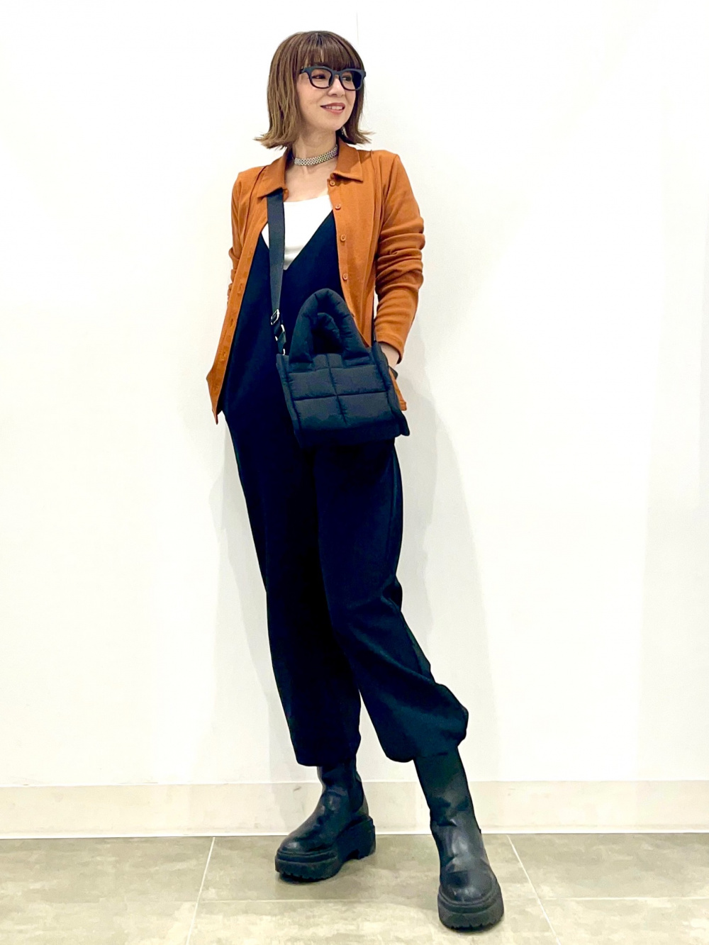 ライトヘアリーボクシーセーターQ、フロントジップナローロング