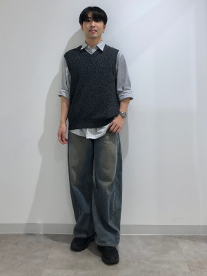 GU公式 | ウォッシャブルメランジVネックベスト