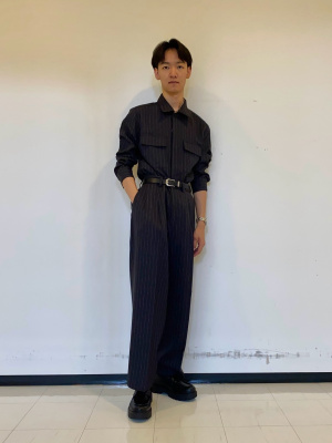 xyzppm出品 GU公式 | ダブルポケットシャツ(ストライプ)(セットアップ可能)