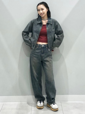 ココア様 GU公式 | デニムジップアップブルゾン(セットアップ可能)