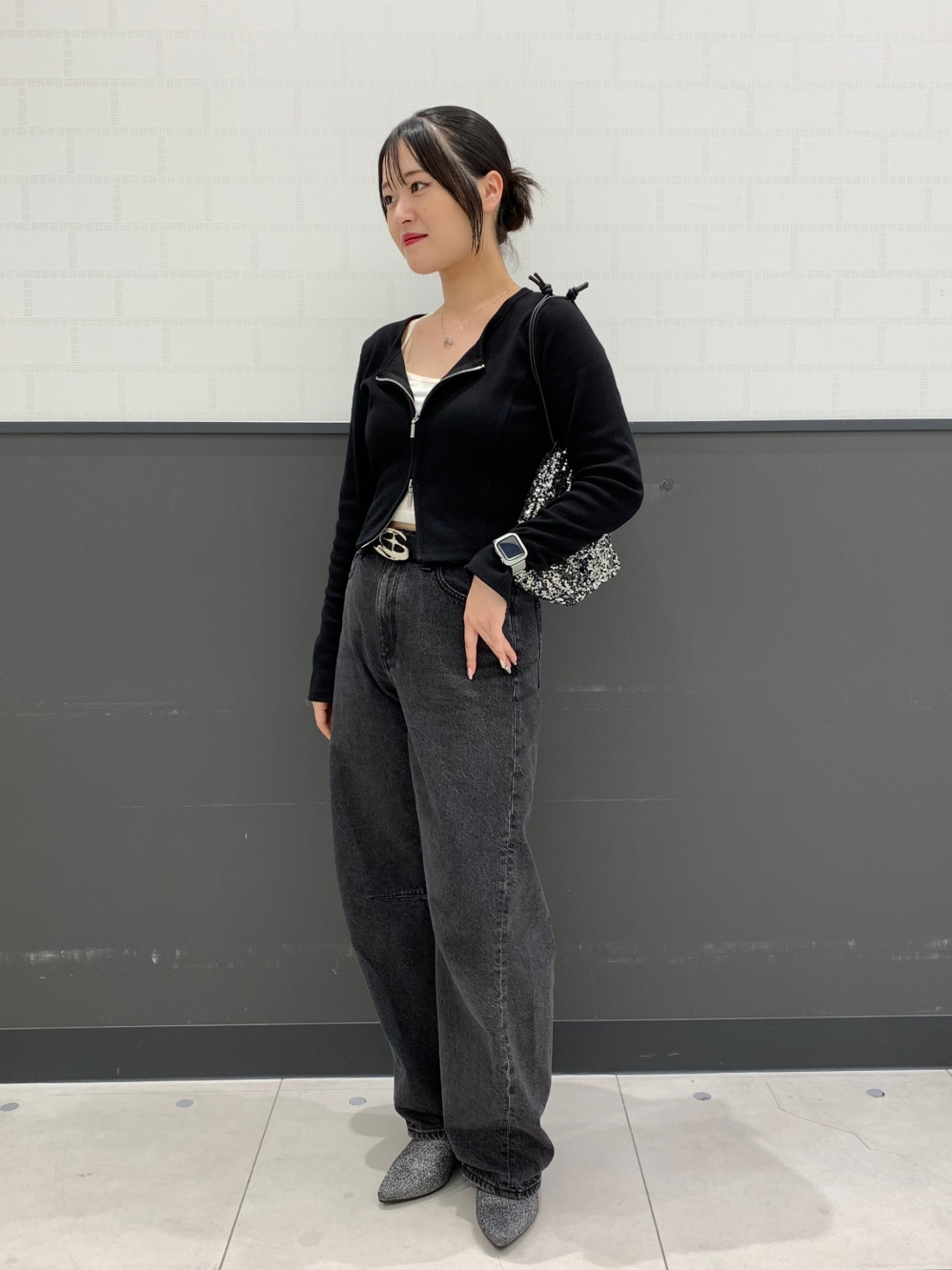 COTOO ダブルジップ ビジュー付きカーディガン DOUBLE STANDARD