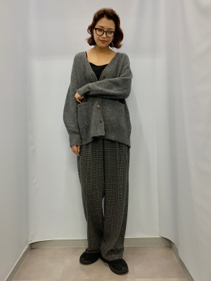 GU公式 | タックワイドパンツ(チェック)+EC(丈長め80.0cm)