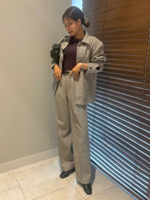 めぐ美ページ GU公式 | ツータックバギースラックス(チェック)(セットアップ可能)