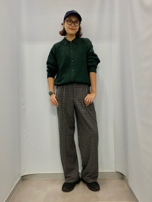 GU公式 | タックワイドパンツ(チェック)+EC(丈長め80.0cm)