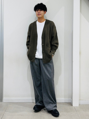 GU公式 | ヘリンボーンタックワイドパンツ+EC(丈長め80.0cm)