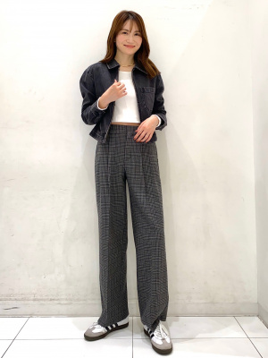 GU公式 | タックワイドパンツ(チェック)+EC(丈長め80.0cm) GU公式 | タックワイドパンツ(チェック)+EC(丈長め80.0cm)