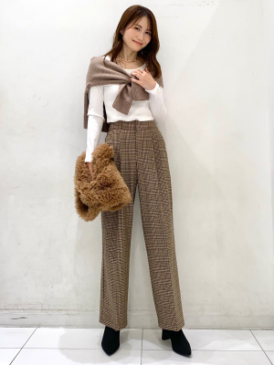 まいめろ様 確認用 GU公式 | タックワイドパンツ(チェック)+EC(丈長め80.0cm)