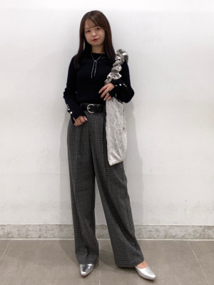 GU公式 | タックワイドパンツ(チェック)(丈標準70.0～74.0cm)