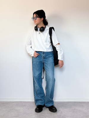 GU公式 | GIRLSカットアウトT(長袖)JR