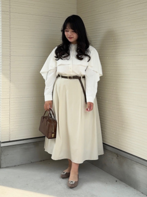 GU公式 | タックフレアミディスカート+E(丈標準81.0～85.0cm)