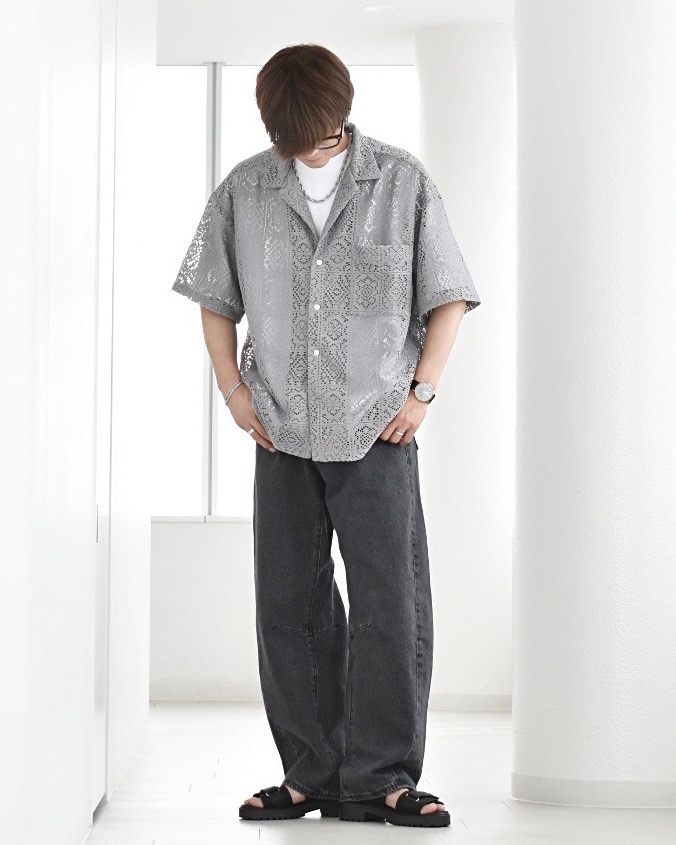 ドライオープンカラーシャツ(5分袖)(セットアップ可能)、ドライワイド