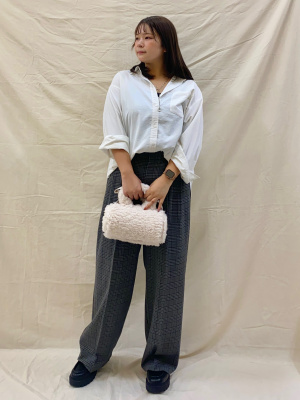 GU公式 | タックワイドパンツ(チェック)+EC(丈長め80.0cm)