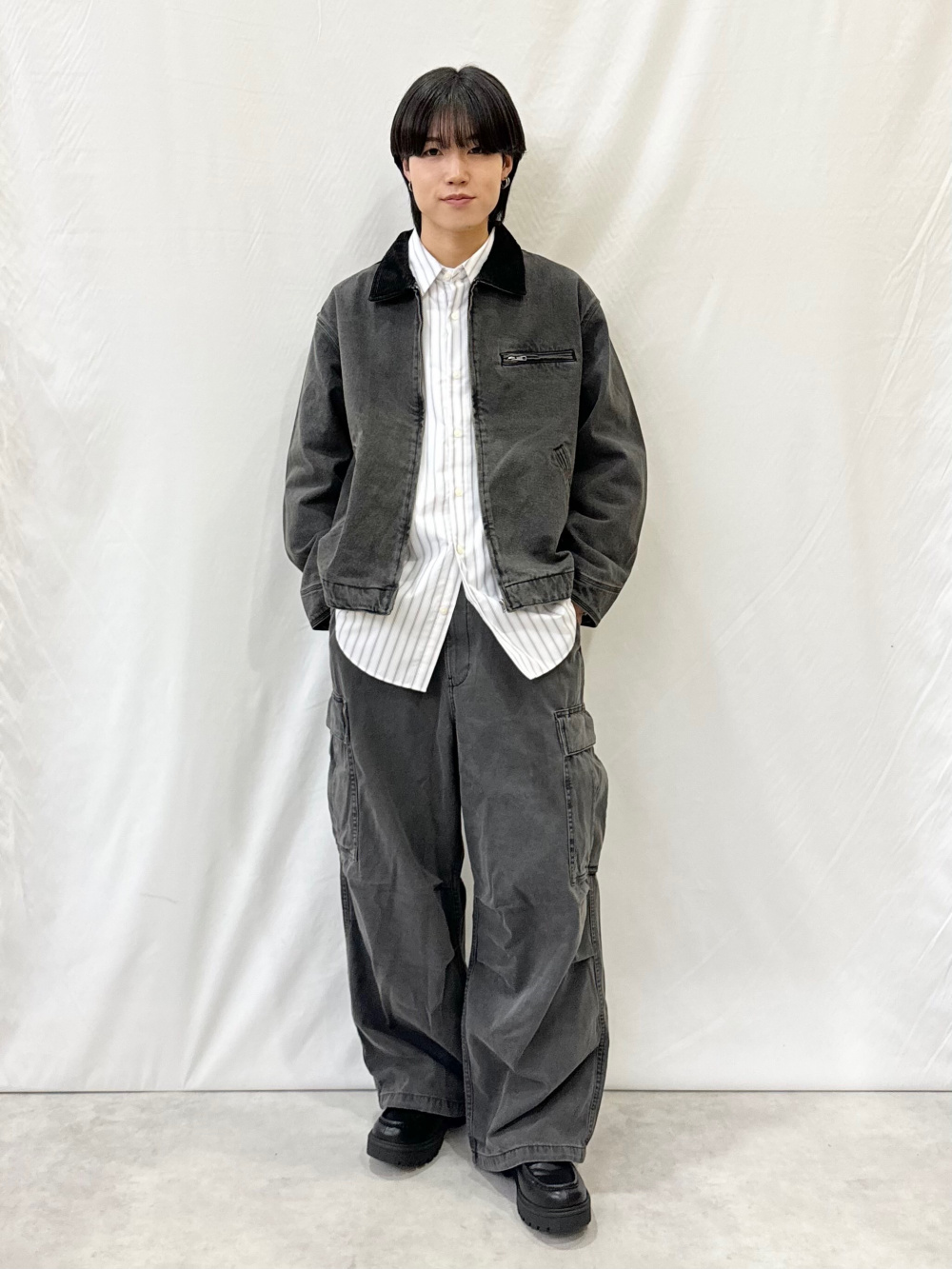 GU公式 | ウォッシュドコットンワークジャケット