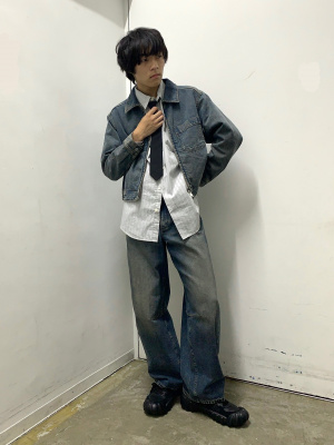 GU公式 | デニムジップアップブルゾン(セットアップ可能)