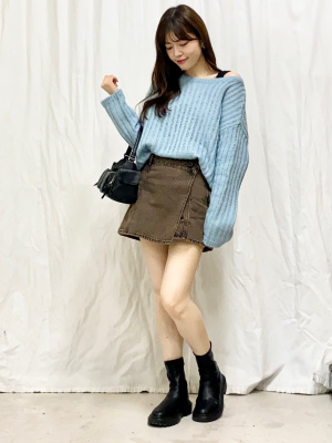 【  Jeans】CKロゴ/デニムラップスコート GU公式 | デニムラップスコート