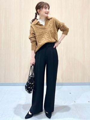 GU公式 | パフィータッチスキッパーケーブルセーター