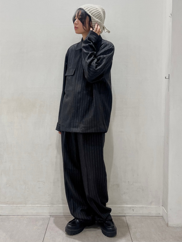 ツータックバギースラックス(ストライプ)(セットアップ可能)（メンズ