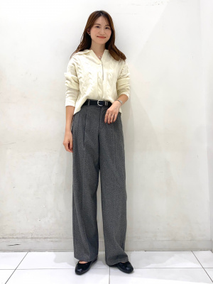 GU公式 | ヘリンボーンタックワイドパンツ+EC(丈長め80.0cm)