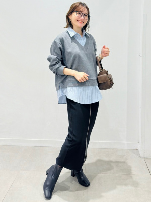 ラバーです GU公式 | 布帛コンビネーションプルオーバーQ