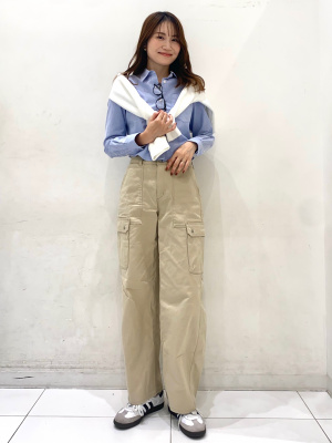 GU公式 | バレルレッグカーゴパンツ(丈長め81.0cm)(レディース)