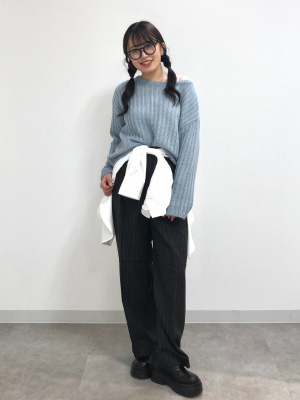 ★新 品★GU ツータックバギースラックス ストライプ Sサイズ GU公式 | ツータックバギースラックス(ストライプ)(セットアップ